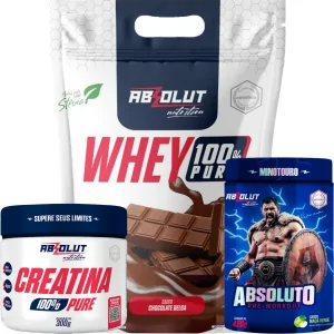 Combo Whey 100% Refil + Creatina 300g + Pré Treino Absoluto