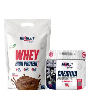 Kit Whey High Protein + Creatina Minotouro 200g Absolut